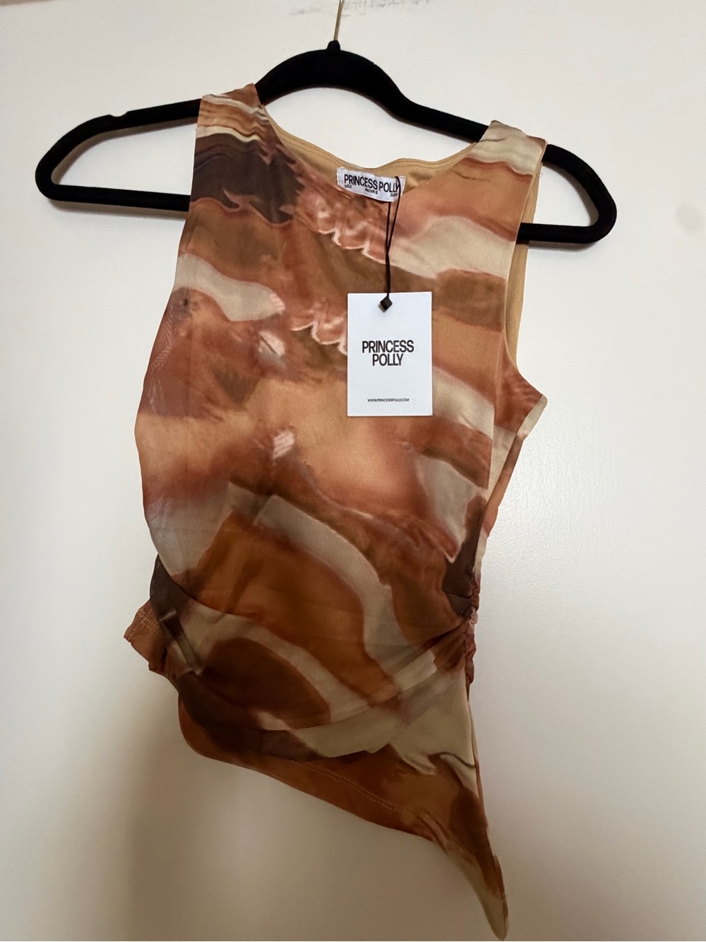 Princess Polly Brown Marble Asymmetric Tank